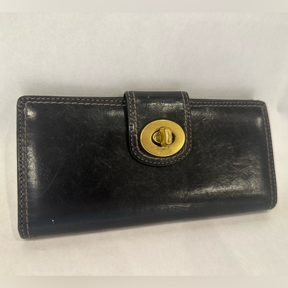 Coach Handbags - LOW $20 START EUC ~ Coach ~ Turnlock Black & Pink Leather Wallet
